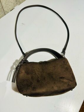 H&M Chocolate Brown Faux Suede Shoulder Bag